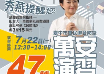 中部萬安演習7/22登場-中市警察局籲配合管制措施