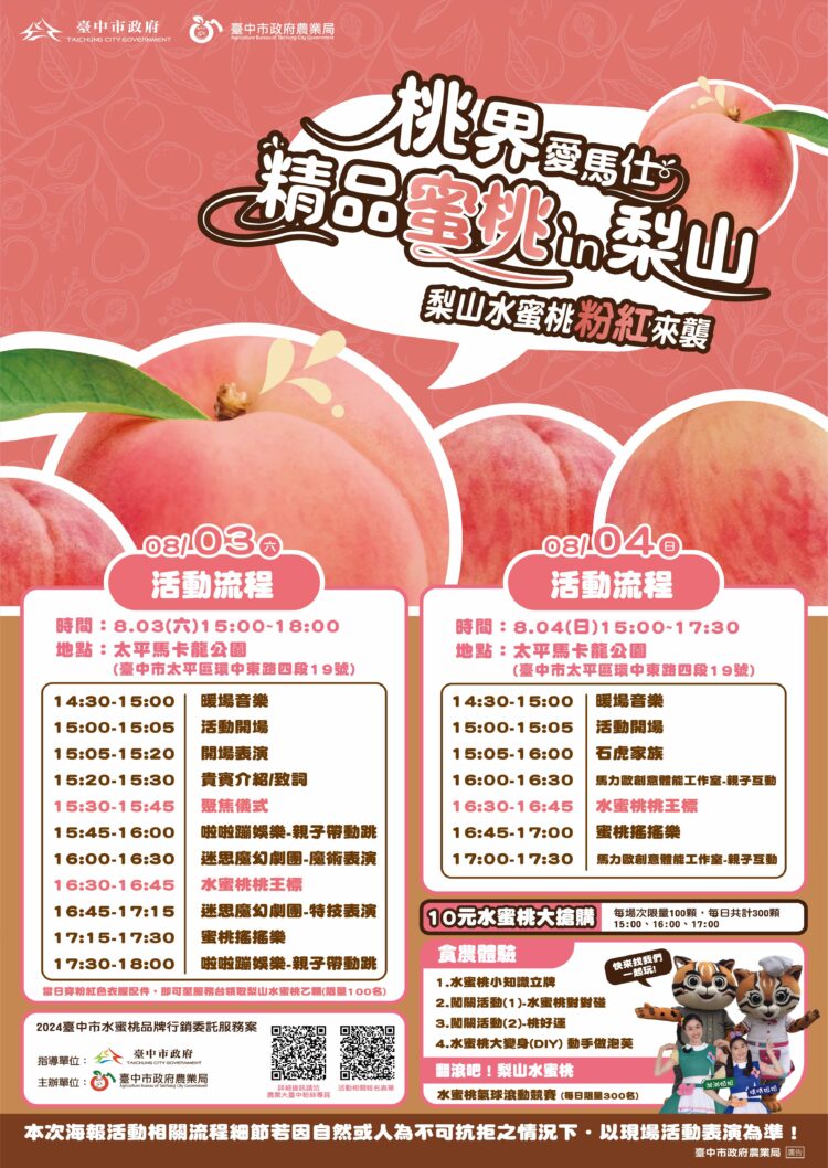梨山水蜜桃銅板價！-8/3、8/4台中馬卡龍公園限量特惠