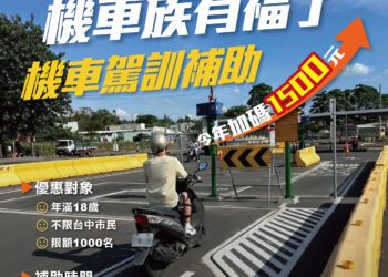 手刀報名！-台中市機車駕訓補助今年加碼1,500元