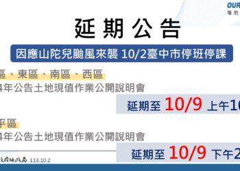 山陀兒颱風來襲-中山及太平地政事務所公開說明會延期