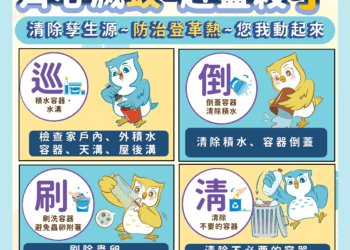中市衛生局籲民眾共同防治傳染病-颱風後加強「巡、倒、清、刷」！
