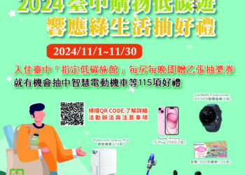 入住台中指定低碳旅館抽好禮-中市環保局購物節期間加碼送！