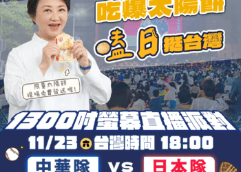 中市府前廣場11/23直播世棒12強台日大戰-邀民眾吃爆太陽餅-「嗑日」挺台灣！