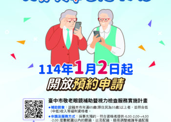 台中市補助弱勢長輩老花眼鏡-今起開放預約申請