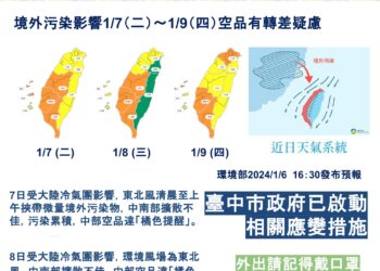 1/6晚間起空品開始轉差-中市府已啟動應變-籲民眾做好自我防護