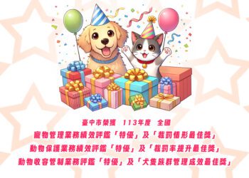 全國動保業務三大評鑑成績揭曉-中市動保處榮獲3特優及3最佳特別獎