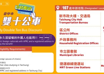中市推2025年新年好禮！  -1/16起永居外籍朋友享台中雙十公車優惠- 