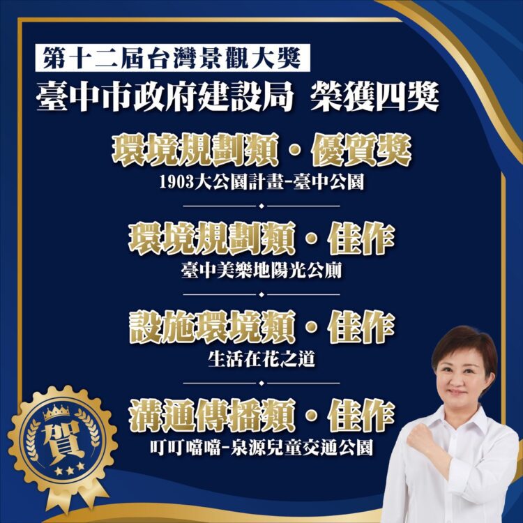 閃耀佳績！中市建設局榮獲四座台灣景觀大獎-引領城市綠意新風潮
