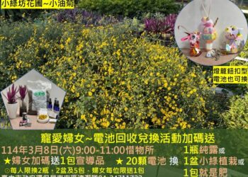 慶祝38婦女節！中市環保局電池回收活動加碼送