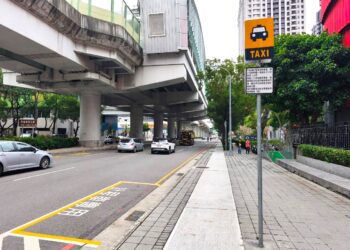 黃色內框標線遏止違規占用！中市計程車招呼站新增標誌告示牌
