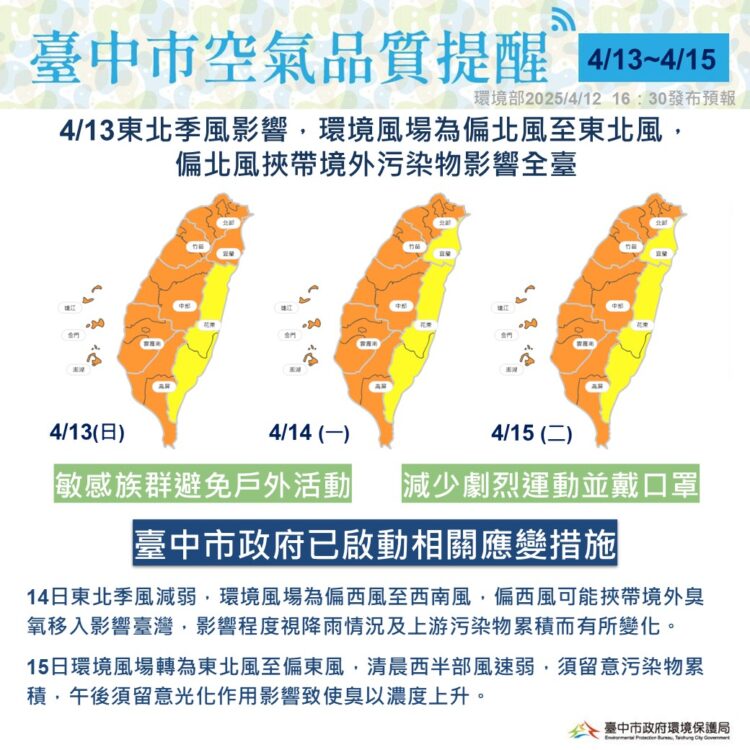明起三日全台空品轉差-中市府監測並啟動應變