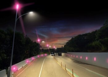 中市大肚山粉紅公路即將完工-與藍色公路相輝映-建設局打造浪漫粉藍項鍊