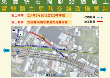 東豐快速道路再推進！-石岡豐勢路九房巷5/20起局部改道管制