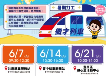 暑期打工徵才列車出發！中市勞工局邀27家廠商辦理3場次徵才