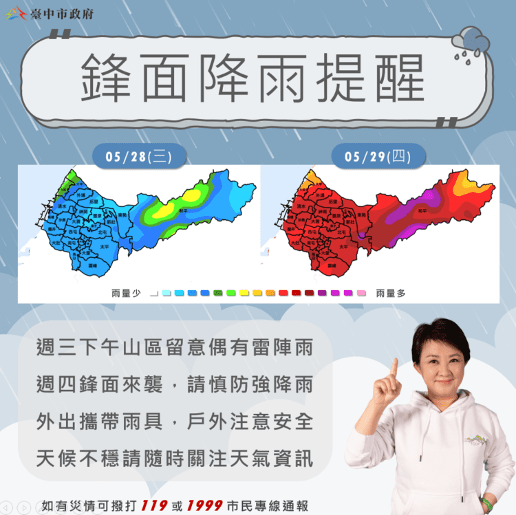 注意！鋒面逼近-台中市今晚啟動防汛應變24小時守護家園