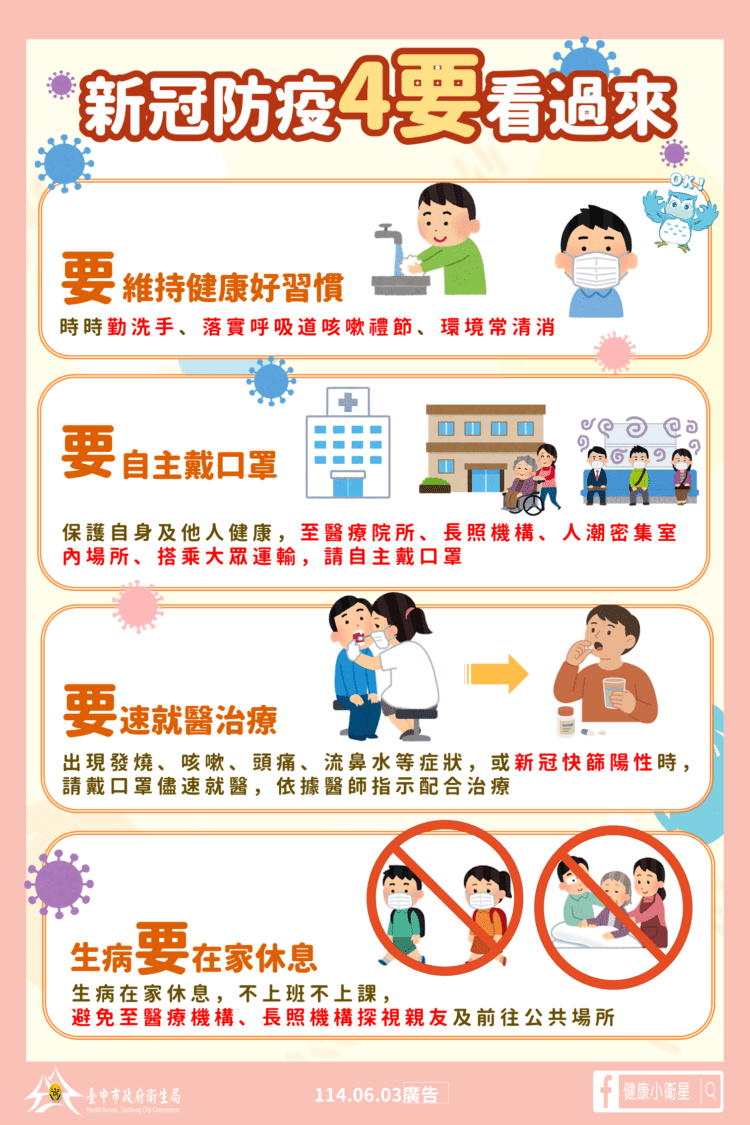 新冠疫情升溫-中市衛生局籲儘速接種疫苗、留意高風險族群健康- 