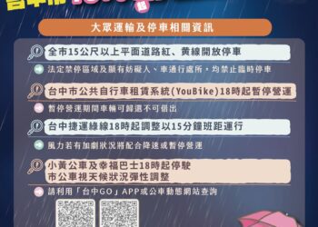 丹娜絲颱風來襲-中市部分紅黃線路段開放停車