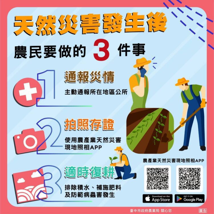 豪雨過後注意病害防治-中市府呼籲農友儘速復耕並依限申請救助