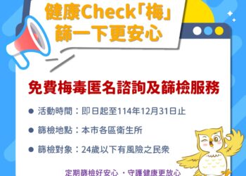 中市推「健康check梅」篩檢專案　守護年輕族群性健康更安心