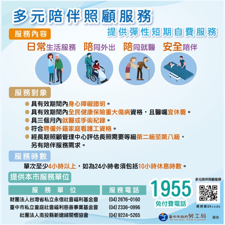 中市勞工局推廣「多元陪伴照顧服務」-助市民紓解「臨、短、急」照顧壓力