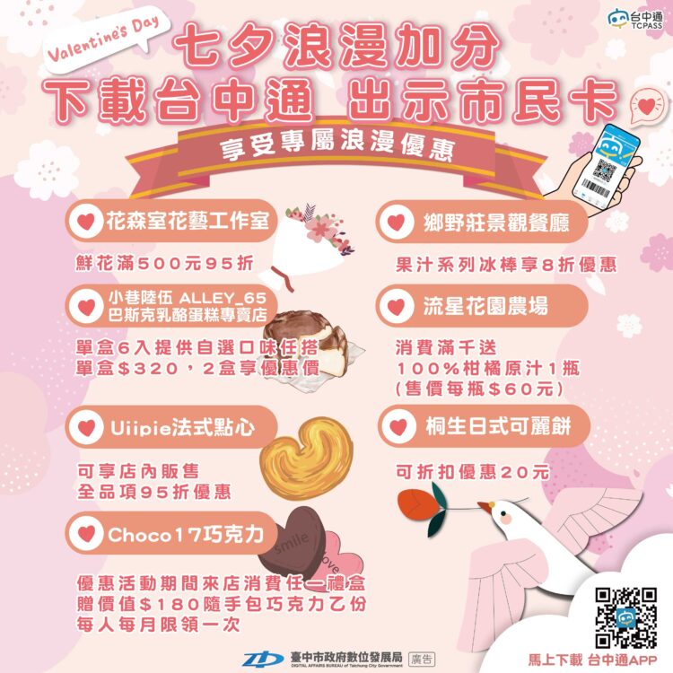 《台中通》化身七夕約會小幫手　特店優惠加持甜蜜氛圍