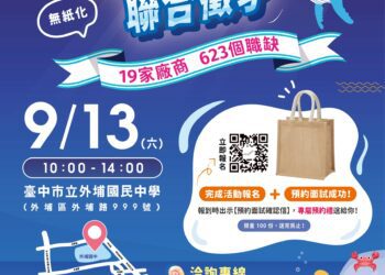 提前預約面試送好禮！中市勞工局海線首場無紙化徵才9/13登場