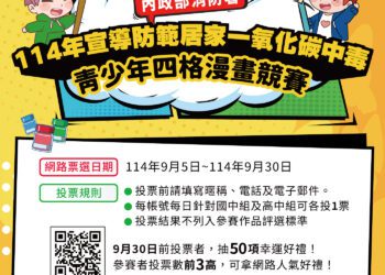 台中市四格漫畫作品晉級全國賽-消防局歡迎市民踴躍網路投票支持
