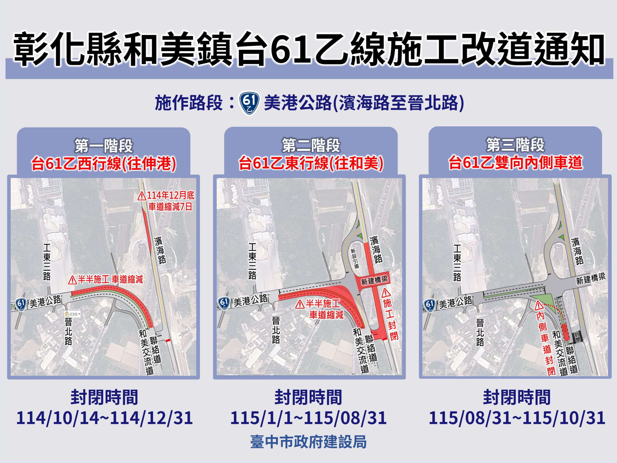 大肚和美跨橋工程進度近8成-10/14起啟動橋梁引道交管