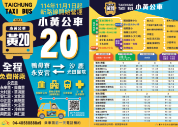 中市小黃公車黃20路11月起擴大服務-便利梧棲居民生活