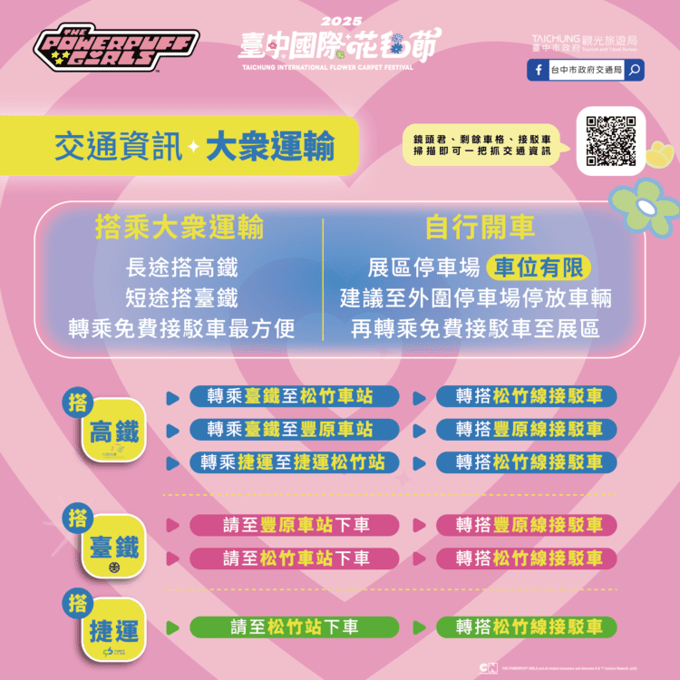 新社花海推5線免費接駁-首度結合花毯「飛天小女警」下車即享受活動氛圍