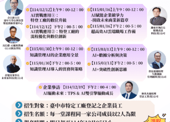 台中市企業ai應用學院招生報名至12月5日-經發局歡迎特登工廠踴躍報名