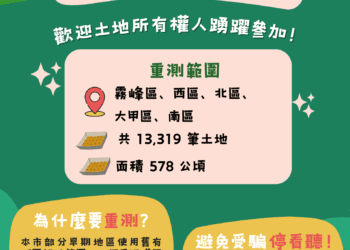 中市地籍圖重測作業即將開跑-地政局11月底陸續召開宣導會