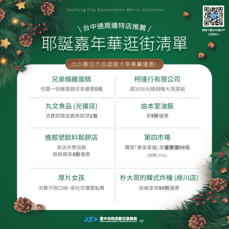 耶誕逛台中必備《台中通》！專屬優惠陪你吃喝購物過佳節