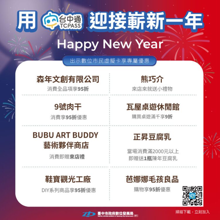 跨年元旦來台中！-超狂《台中通》準備1,500家名店優惠陪你歡樂倒數