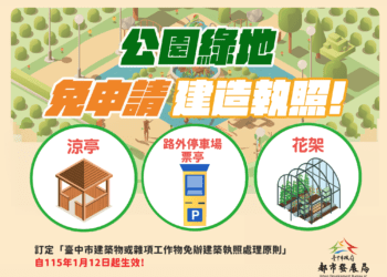 加速公共建設推動-中市訂定免辦建築執照處理原則