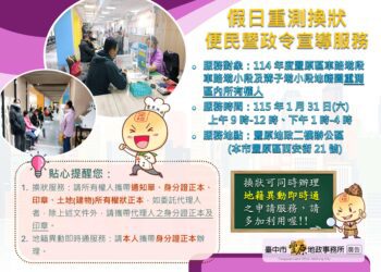 重測權狀「舊換新」!豐原地政所1/31加開假日便民服務