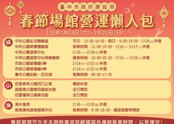 春節期間不打烊！-中市建設局為遊客提供完整的場館營業資訊