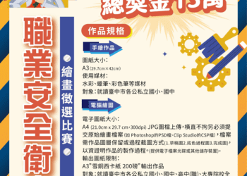 職安扎根！台中市115年度職業安全衛生繪畫徵選開跑　總獎金13萬元