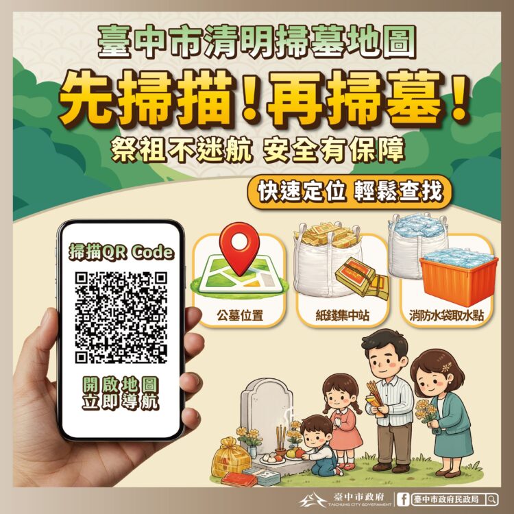 掃墓不迷航!中市首創清明服務整合地圖-公墓路線、防火水源、紙錢集中全掌握