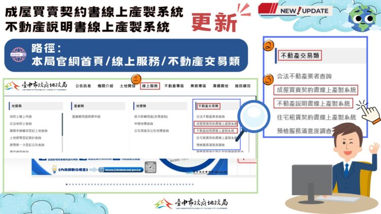 成屋買賣契約新制4/1上路　中市地政局同步更新契約線上產製系統-提升交易透明度