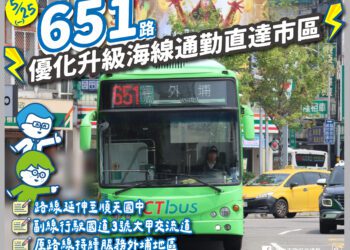 海線公車服務再升級！651路-5/25起延伸順天國中-增設副線直達台中市區更省時