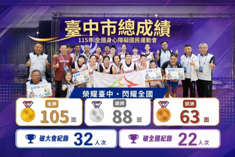 再次榮耀台中！115全障運勇奪全國第二　再破百金創歷屆最佳成績