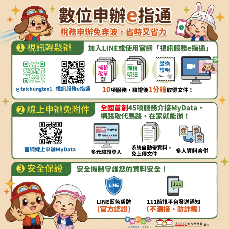 中市地稅局全國首創45項mydata線上申辦-視訊發證最快1分鐘完成