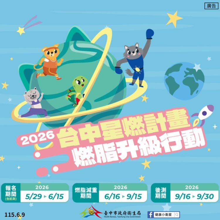 「2026台中星燃計畫」早鳥加碼送運動券-邀市民動起來健康甩肉