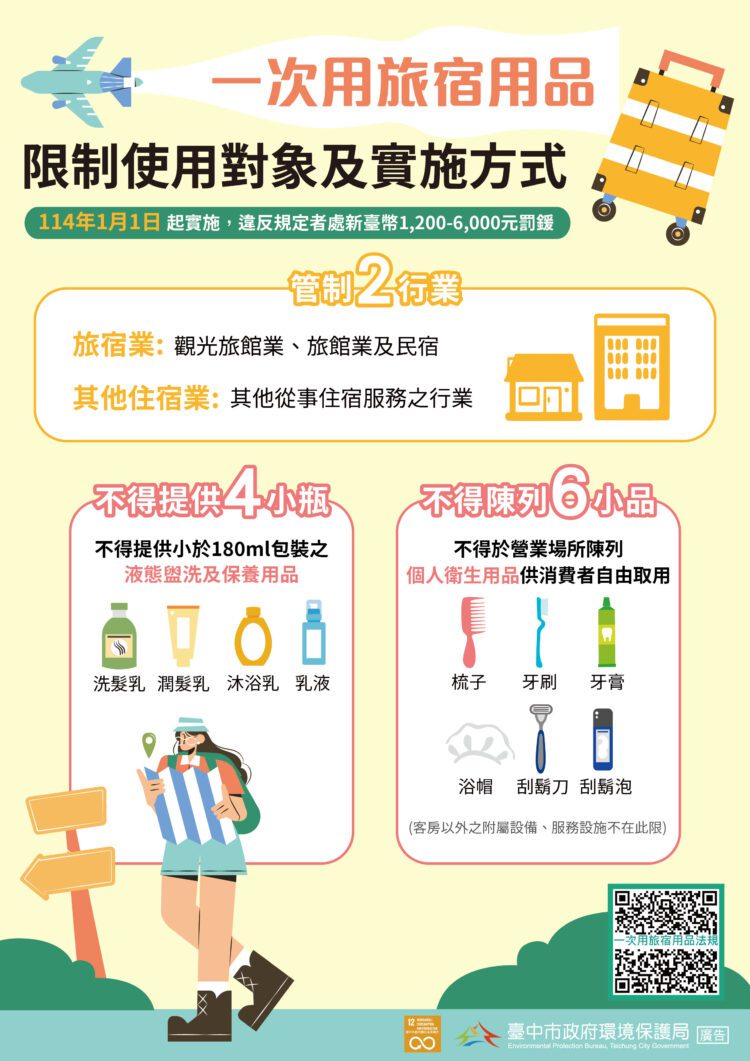 暑假旅遊減塑同行!中市環保局籲自備旅宿用品-實踐永續綠旅行