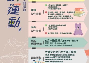 中市第33屆「好書交換日」10/19登場　書迷同樂共享閱讀喜悅