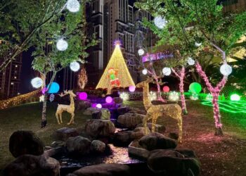 五彩燈飾點亮冬季仙境 中市湧泉公園化身聖誕奇境