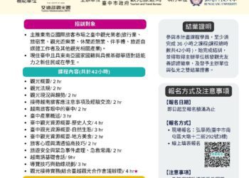 中市觀旅局舉辦越南遊客導覽人員培力課程　開放報名