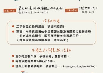 循環經濟動起來　中市環保局二手市集11/15寶之林登場